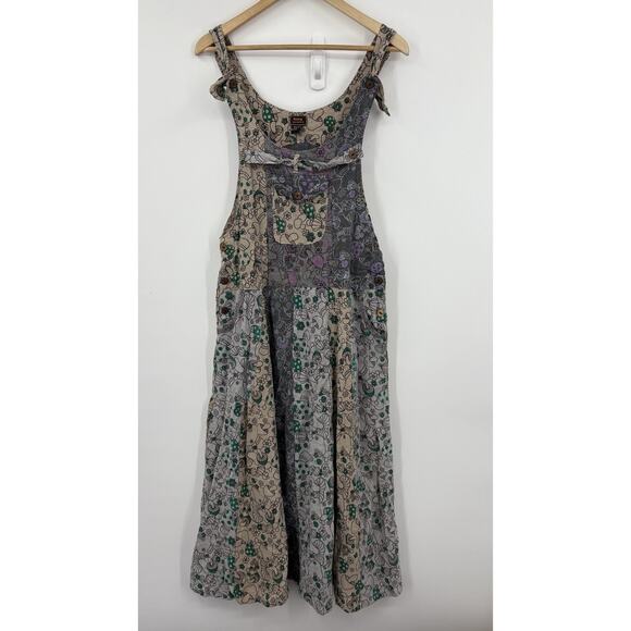 Rising International Maxi Dress Small Patchwork Mushroom Boho Indie Goblin Y2K - Picture 1 of 7